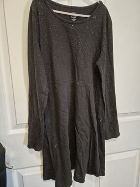 wonder nation Black Sparkle Long-Sleeve Dress